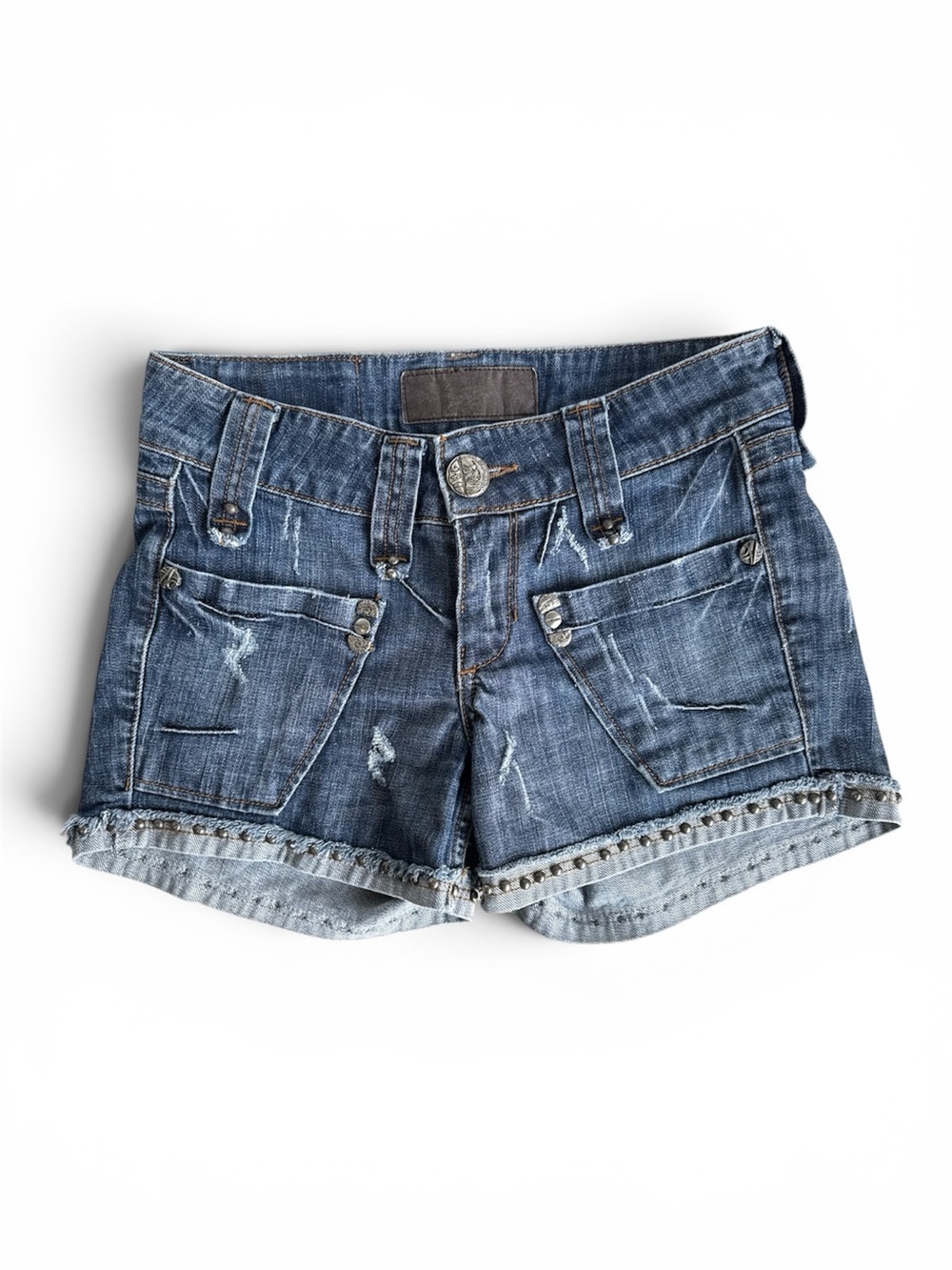 Dolce & Gabbana Studded Hem Designer Jean Shorts Size EU 38 (US 2-4) Vintage Y2K